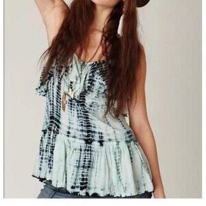 Free People womens large blue tie dye turn it up tank top Y2K 90's boho festival